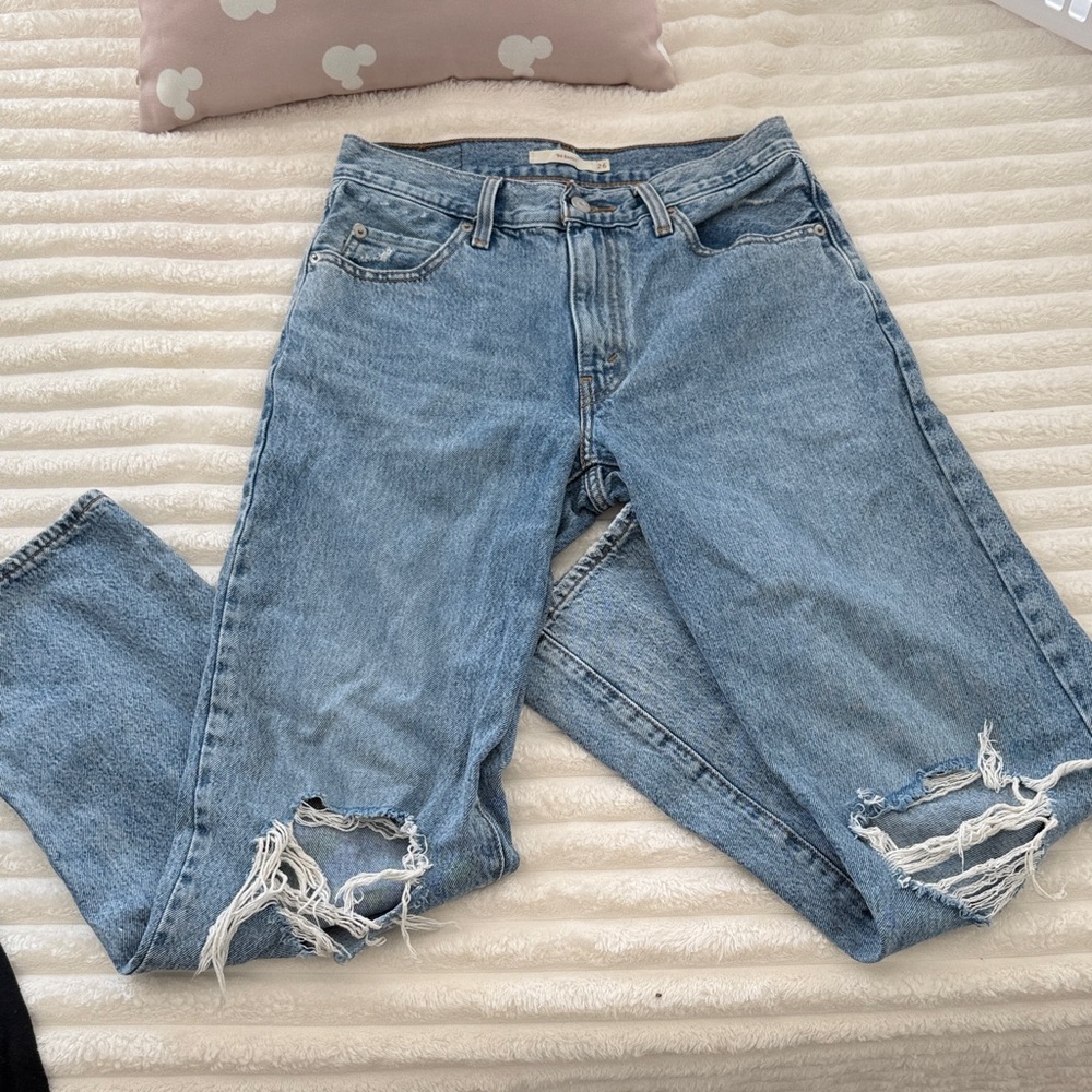 Levi's Light Blue Distressed Boyfriend Jeans